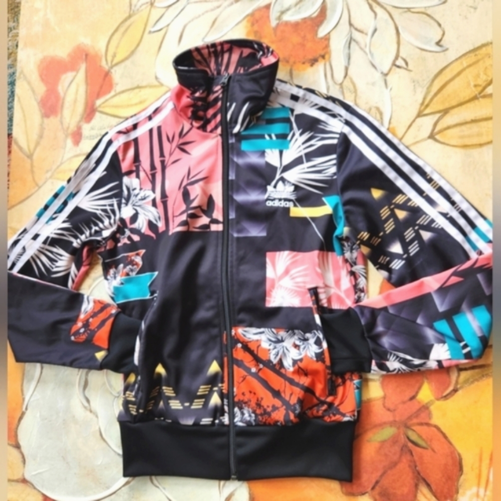 ADIDAS x Farm RIO Black 3 Stripe Trefoil Zip Gym Collect Street Track Jacket XS